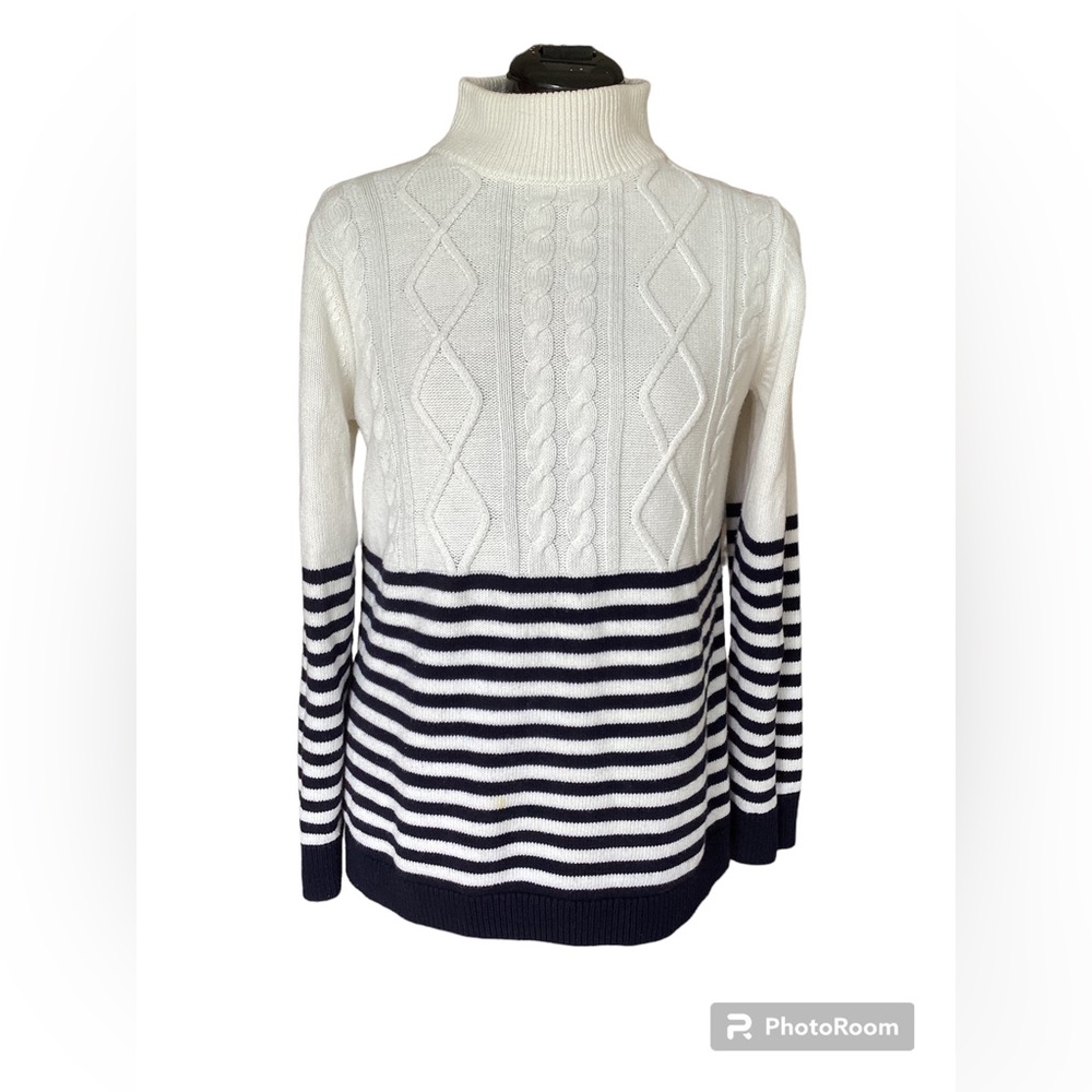 Talbots black and white cotton/rayon sweater size large